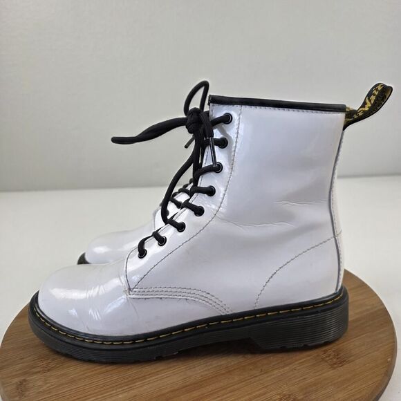 Dr. Martens 1460Y Doc Combat Boots Women's US 8 Womens White Patent Leather - Picture 1 of 14